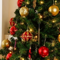 Set globuri de Craciun, 16 piese, auriu si rosu, 8 cm, Vivo CB16